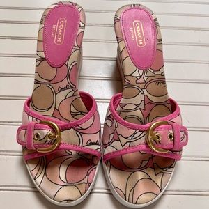 Coach Wedges Pink Signature Perry Slides